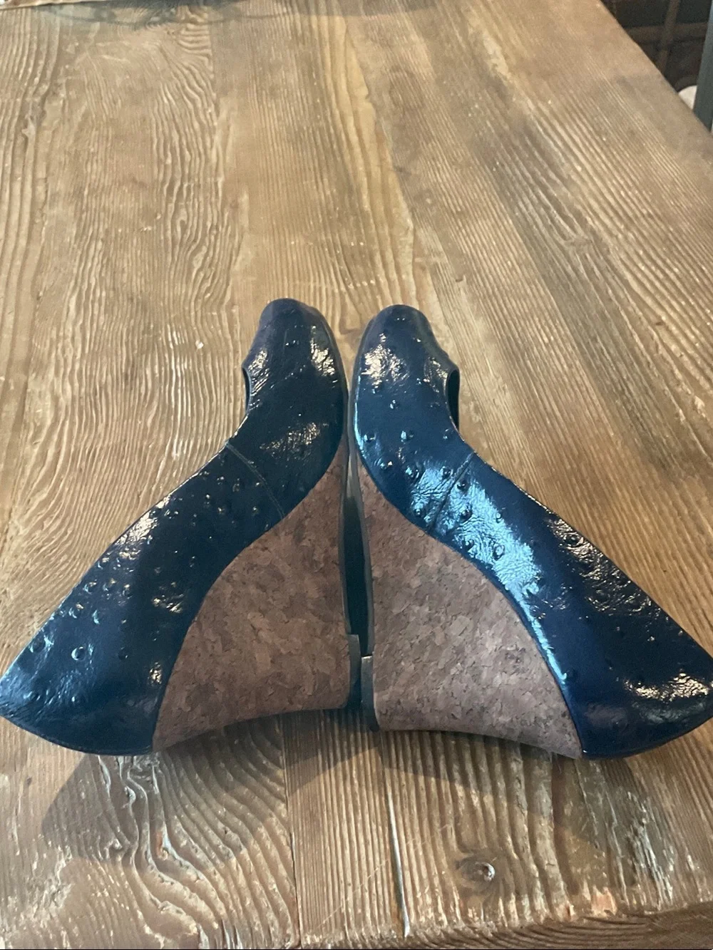Lilly Pulitzer Navy Peep-Toe Wedge Pumps